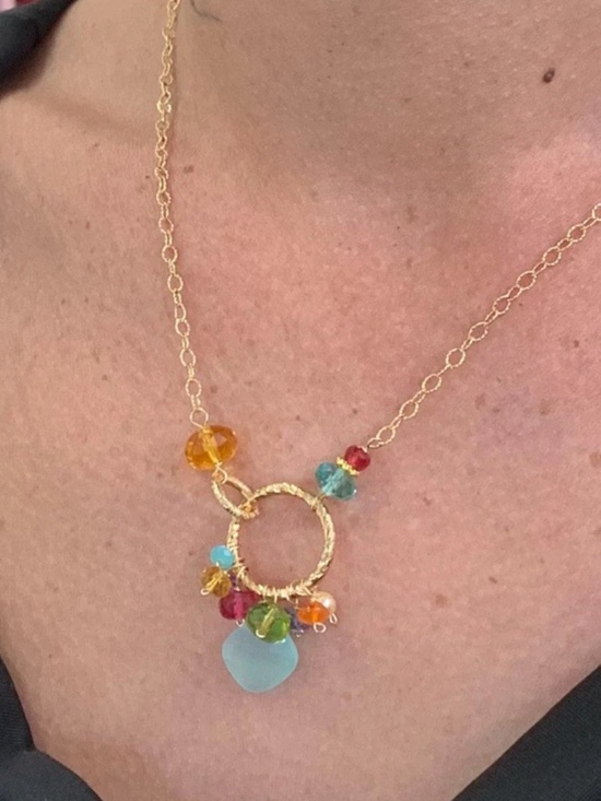 ANNA BALKAN PAIGE COLORFUL GEMS PENDANT NECKLACE - Picture 1 of 7